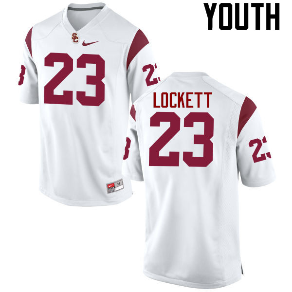Youth #23 Jonathan Lockett USC Trojans College Football Jerseys-White